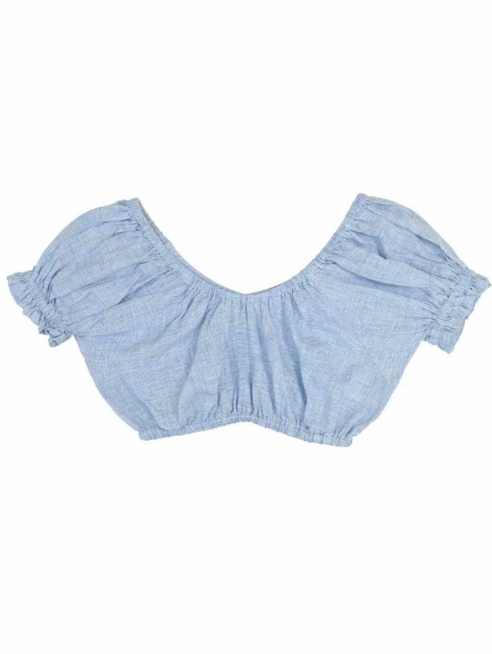 MARA HOFFMAN Light Blue Off-Shoulder puff Sleeve Linen Top Coastal Cowgirl